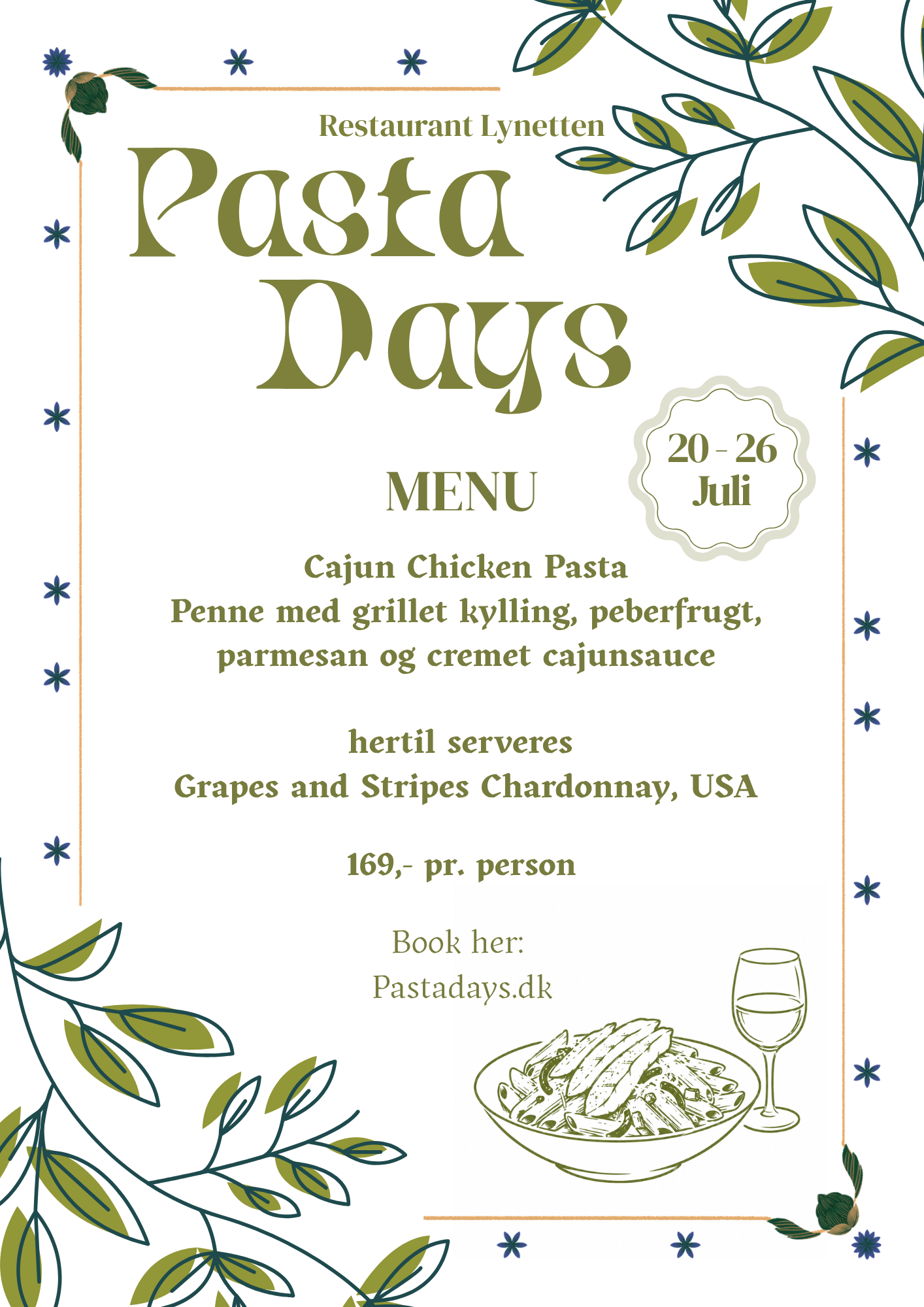 Pasta Days 2026 flyer — Restaurant Lynetten